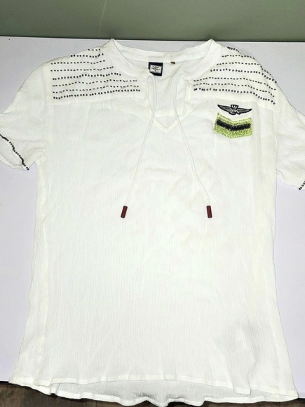 Aeronautica Militare Women's White Short Sleeve Top Size Small